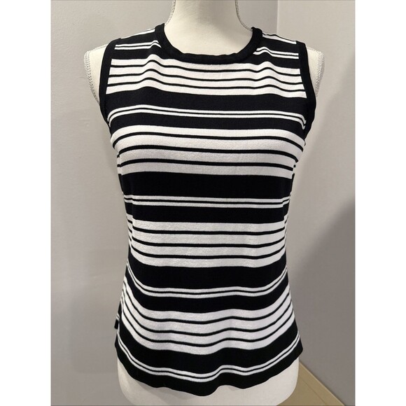 GRACE DANE LEWIS black white Striped tank Sleeveless Size Large - Picture 1 of 5